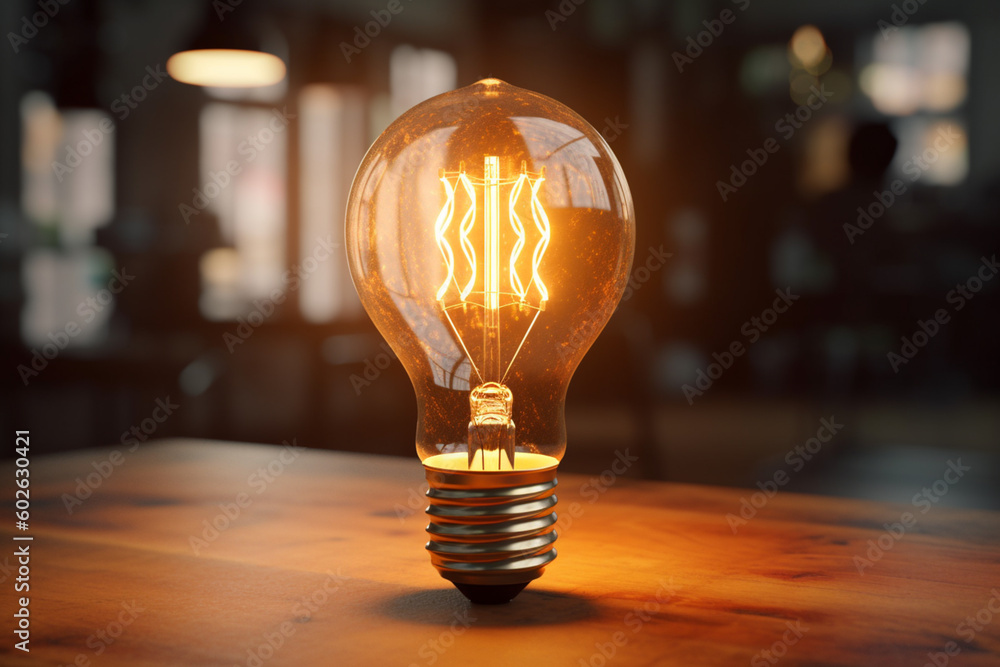 Poster a lightbulb with a glowing filament, representing the birth of a new idea. generative ai technology
