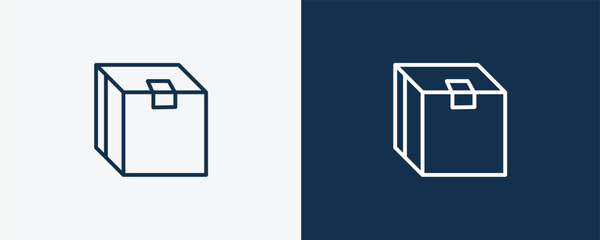 packing icon. Outline packing icon from travel and trip collection. Linear vector isolated on white and dark blue background. Editable packing symbol.