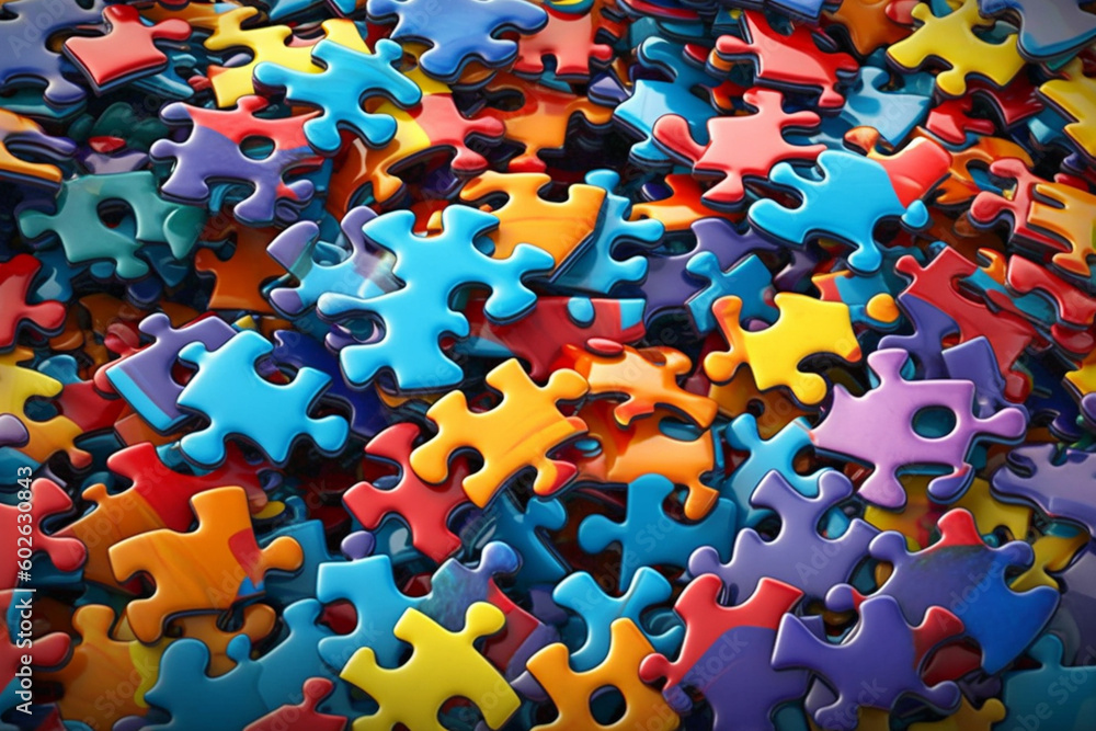 Poster a collage of colorful puzzle pieces coming together to form a complete picture, representing the pro