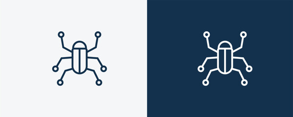 robot insect icon. Outline robot insect icon from technology collection. Linear vector isolated on white and dark blue background. Editable robot insect symbol. © Abstract