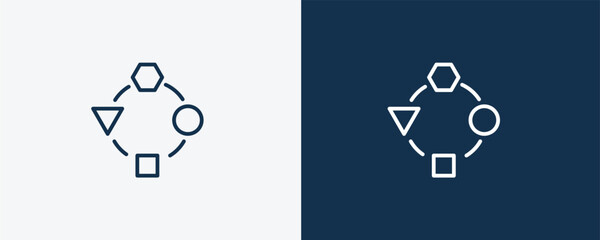 adaptation icon. Outline adaptation icon from startup and strategy collection. Linear vector isolated on white and dark blue background. Editable adaptation symbol. - obrazy, fototapety, plakaty