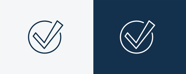 accept icon. Outline accept icon from startup and strategy collection. Linear vector isolated on white and dark blue background. Editable accept symbol.