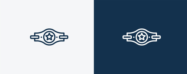 champion belt icon. Outline champion belt icon from sport and game collection. Linear vector isolated on white and dark blue background. Editable champion belt symbol.