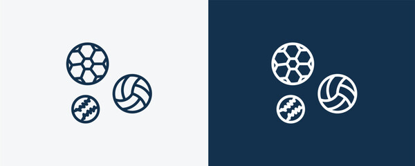 balls icon. Outline balls icon from sport and game collection. Linear vector isolated on white and dark blue background. Editable balls symbol.