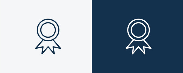 golden medal icon. Outline golden medal icon from sport and game collection. Linear vector isolated on white and dark blue background. Editable golden medal symbol.