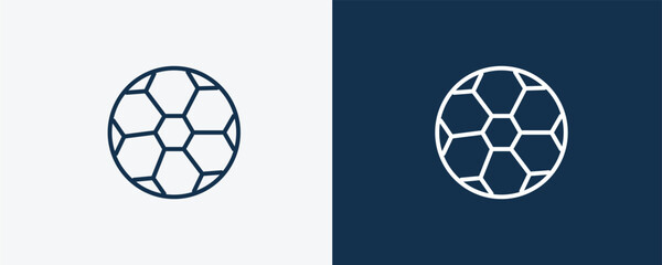Obraz premium football ball icon. Outline football ball icon from sport and game collection. Linear vector isolated on white and dark blue background. Editable football ball symbol.