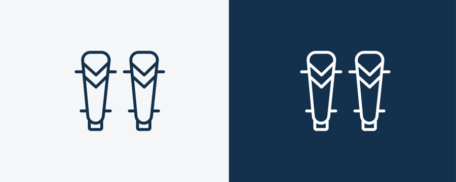 shin guards icon. Outline shin guards icon from sport and game collection. Linear vector isolated on white and dark blue background. Editable shin guards symbol.