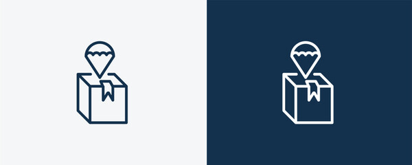 delivery insurance icon. Outline delivery insurance icon from Insurance and Coverage collection. Linear vector isolated on white and dark blue background. Editable delivery insurance symbol.