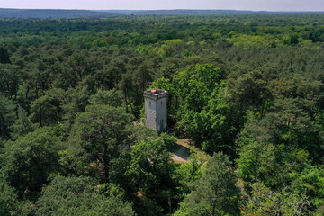 Fototapeta na wymiar aerial view on the stone tower of Samois sur Seine in France