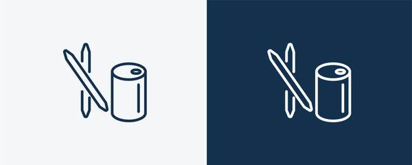 toothpick icon. Outline toothpick icon from Hygiene and Sanitation collection. Linear vector isolated on white and dark blue background. Editable toothpick symbol.