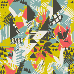 bright abstract geometric tropical seamless pattern for sportswear