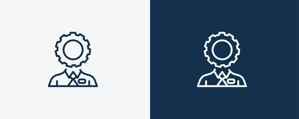 administrator icon. Outline  administrator icon from Human Resources collection. Linear vector isolated on white and dark blue background. Editable administrator symbol.