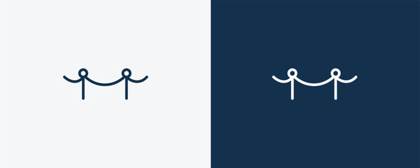Obraz premium museum fencing icon. Outline museum fencing icon from museum and exhibition collection. Linear vector isolated on white and dark blue background. Editable museum fencing symbol.