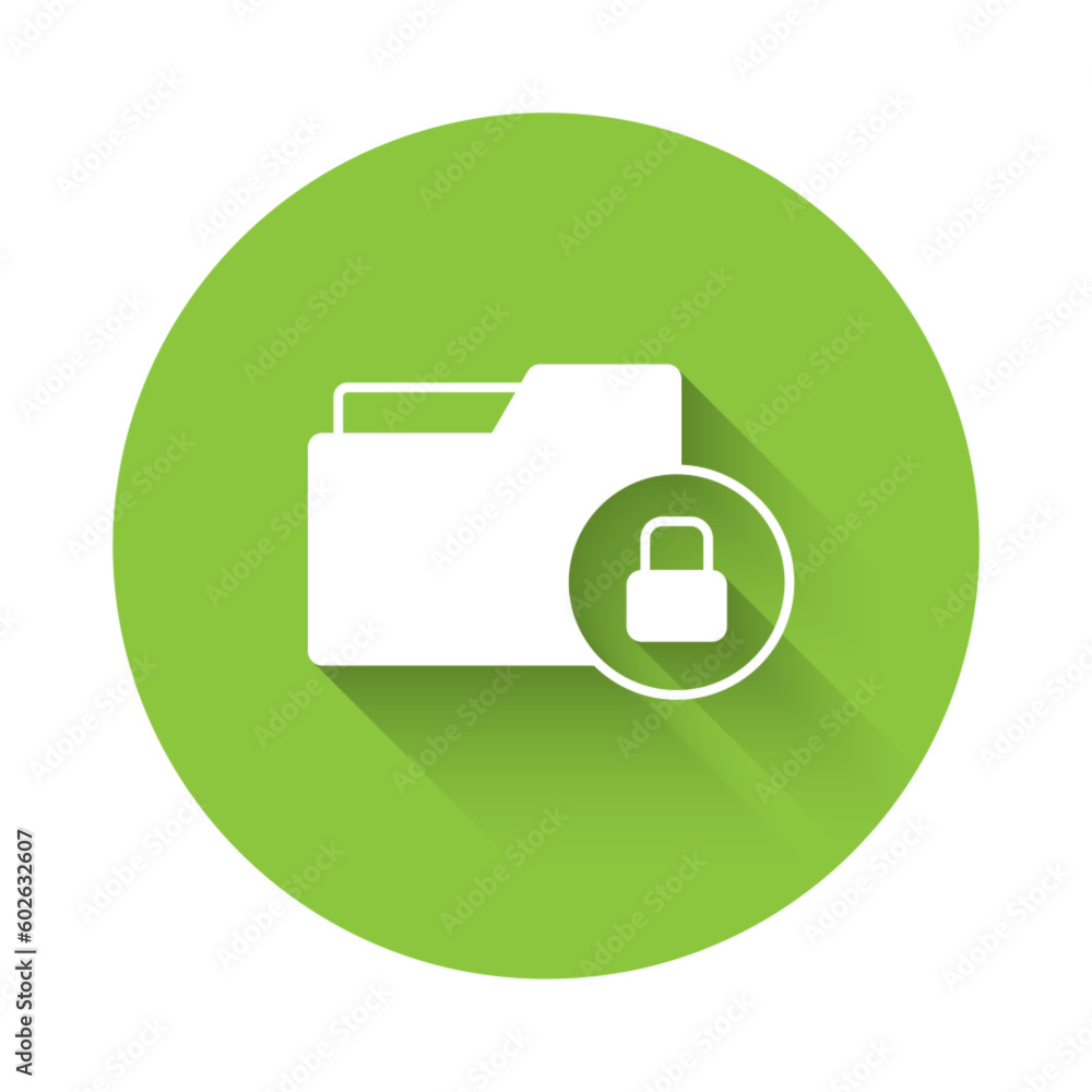 Aufkleber white folder and lock icon isolated with long shadow background. closed folder and padlock. security