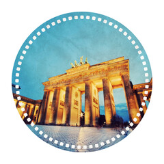 Travel sticker or badge of Brandenburg Gate in Berlin Germany. © Photocreo Bednarek