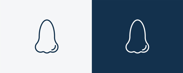 nose icon. Outline nose icon from medical collection. Linear vector isolated on white and dark blue background. Editable nose symbol