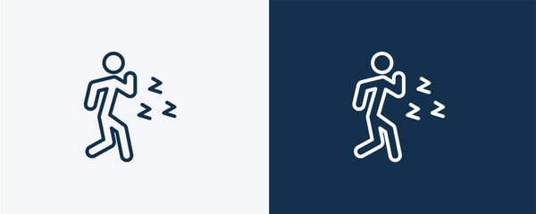 Naklejka premium pissed off human icon. Outline pissed off human icon from feeling and reaction collection. Linear vector isolated on white and dark blue background. Editable pissed off human symbol.