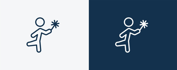 lucky human icon. Outline lucky human icon from feeling and reaction collection. Linear vector isolated on white and dark blue background. Editable lucky human symbol.