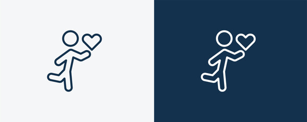 loved human icon. Outline loved human icon from feeling and reaction collection. Linear vector isolated on white and dark blue background. Editable loved human symbol.