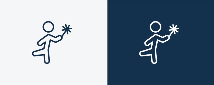 lucky human icon. Outline lucky human icon from feeling and reaction collection. Linear vector isolated on white and dark blue background. Editable lucky human symbol.