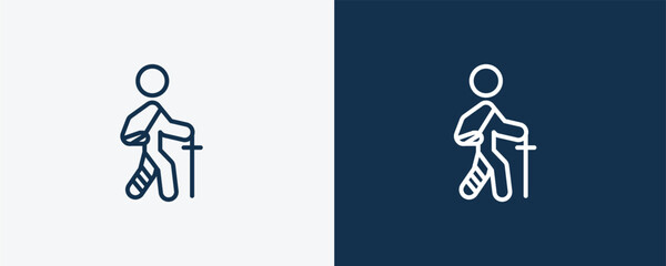 broken human icon. Outline broken human icon from feeling and reaction collection. Linear vector isolated on white and dark blue background. Editable broken human symbol.