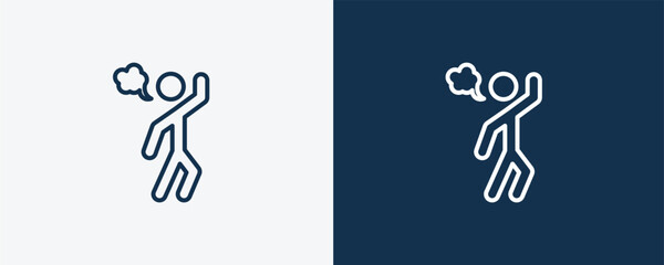 annoyed human icon. Outline annoyed human icon from feeling and reaction collection. Linear vector isolated on white and dark blue background. Editable annoyed human symbol.