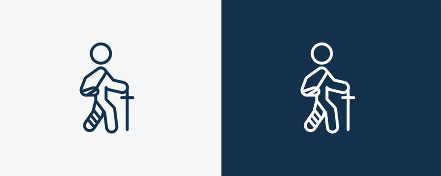 broken human icon. Outline broken human icon from feeling and reaction collection. Linear vector isolated on white and dark blue background. Editable broken human symbol.