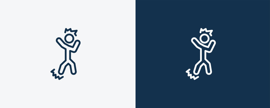 angry human icon. Outline angry human icon from feeling and reaction collection. Linear vector isolated on white and dark blue background. Editable angry human symbol.