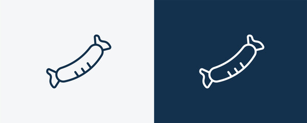 chorizo icon. Outline chorizo icon from culture and civilization collection. Linear vector isolated on white and dark blue background. Editable chorizo symbol.