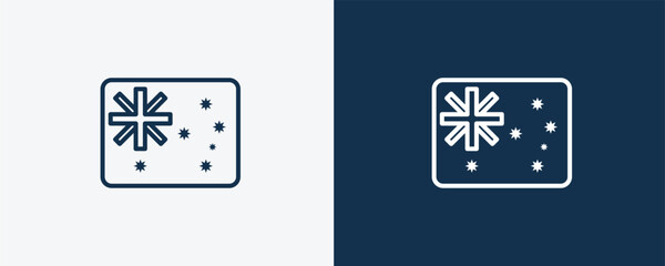 australian flag icon. Outline australian flag icon from culture and civilization collection. Linear vector isolated on white and dark blue background. Editable australian flag symbol.