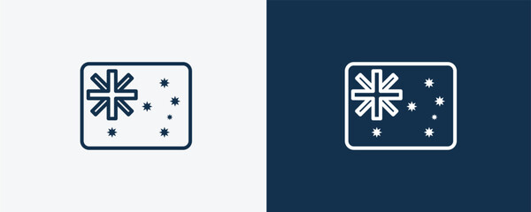 Obraz premium australian flag icon. Outline australian flag icon from culture and civilization collection. Linear vector isolated on white and dark blue background. Editable australian flag symbol.