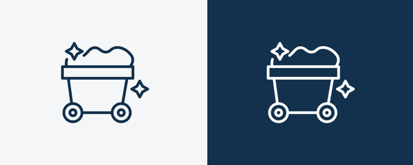 mining cart icon. Outline and vector mining cart icon from business and finance collection. Line and glyph vector isolated on white background. Editable mining cart symbol.