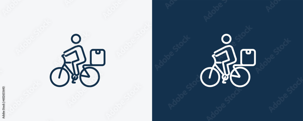 Canvas Prints delivery bike icon. Outline  delivery bike icon from transportation collection. Linear vector isolated on white and dark blue background. Editable delivery bike symbol can be used web and mobile