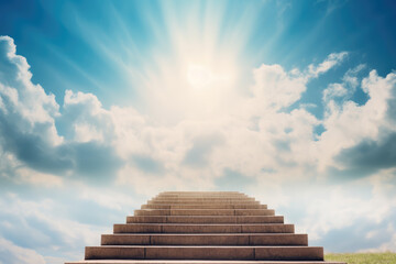 mental health and mindfulness concept. steps leading to a bright sky