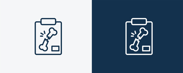 x ray of bones icon. Outline x ray of bones icon from medical and healthcare collection. Linear vector isolated on white and dark blue background. Editable x ray of bones symbol.