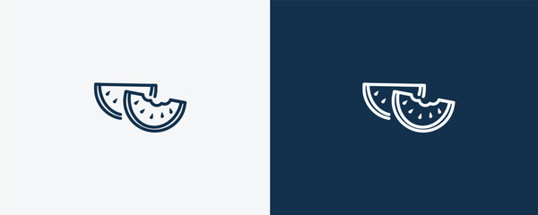 watermelon icon. Outline watermelon icon from vegetables and fruits collection. Linear vector isolated on white and dark blue background. Editable watermelon symbol.