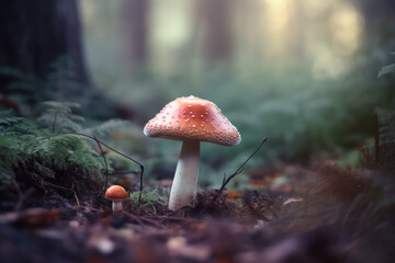 Magic mushroom in the forest