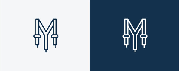suspenders icon. Outline suspenders icon from fashion and things  collection. Linear vector isolated on white and dark blue background. Editable suspenders symbol.