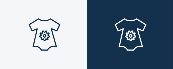 onesie icon. Outline onesie icon from fashion and things  collection. Linear vector isolated on white and dark blue background. Editable onesie symbol.