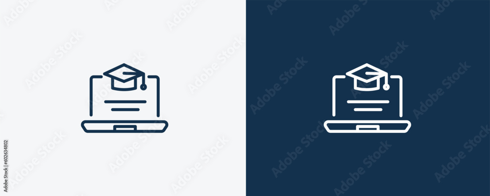 Wall mural online course icon. outline online course icon from distance learning collection. linear vector isol