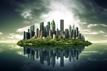 Fototapeta premium save the green planet, green cities ofthe future