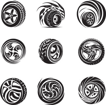 car wheels logo vector images collection