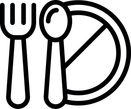 black utensils and plate, no eating sign clip art preview