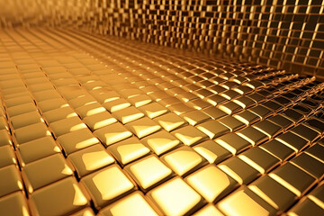 Fototapeta premium Simple golden background with perspective effect - abstract 3d illustration