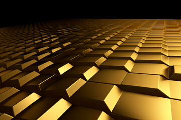 Simple golden background with perspective effect - abstract 3d illustration