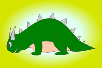 Green baby dinosaur. Cartoon dinosaur vector. Dinosaur with open mouth