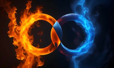 Símbolo del infinito hecho con fuego y hielo