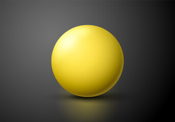 Yellow ball. Sphere on a dark background. Vector for your graphic design.