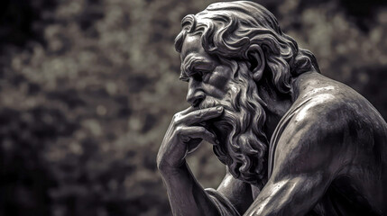 Philosopher deep in thought, pondering, nature of reality, limits of understanding - obrazy, fototapety, plakaty