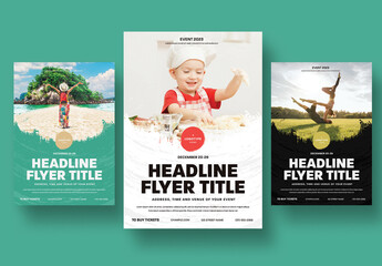 Universal flyer, poster or cover layout with grunge semicircle elements for various events
